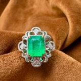 14k Gold 4.13 Ct Vivid Green Natural Emerald & Diamond Ring/pendant