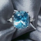 14k Gold 2.84 Ctw Natural Aquamarine & Diamond Ring