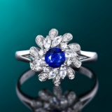14k Gold 0.58 Ctw Natural Sapphire & Diamond Ring