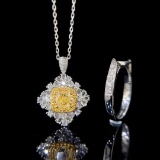 14k Gold 1.52 Ctw Natural Yellow Diamond & Diamond Ring/pendant