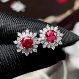 14k Gold 1.98 Ctw Natural Spinel & Diamond Earrings