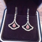 14k Gold 0.68 Ctw Natural Pink Diamond & Diamond Earrings