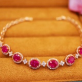 14k Gold 4.36 Ctw Natural Ruby & Diamond Bracelet