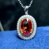 14k Gold 3.3 Ct Natural Sapphire & Diamond Pendant