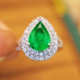 14k Gold 3.08 Ctw Vivid Green Natural Emerald & Diamond Ring/pendant