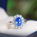 14k Gold 3.24 Ctw Natural Sapphire & Diamond Ring/pendant