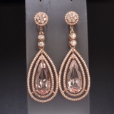 14k Gold 7.31 Ctw Natural Morganite & Diamond Earrings