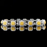 14k Gold 3.87 Ctw Natural Yellow Diamond & Diamond Bracelet