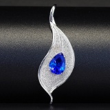 14k Gold 2.80 Ct Vivid Blue Natural Tanzanite Pendant