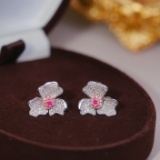 14k Gold 0.70 Ctw Natural Pink Diamond & Diamond Earrings