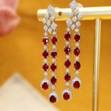 14k Gold 4.33 Ctw Natural Ruby & Diamond Earrings