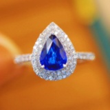 14k Gold 1.19 Ctw Natural Sapphire & Diamond Ring