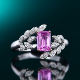 14k Gold 0.85 Ctw Natural Padparadscha Sapphire & Diamond Ring