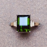 14k Gold 3.7 Ct Natural Tourmaline & Diamond Ring