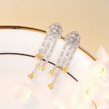 14k Gold 1.52 Ctw Natural Yellow Diamond & Diamond Earrings