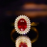 14k Gold 1.05 Ct Vivid Red Natural Ruby & Diamond Ring