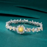 14k Gold 5.22 Ctw Natural Yellow Diamond & Diamond Bracelet