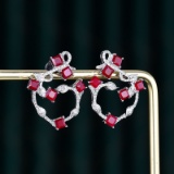 14k Gold 2.4 Ct Natural Ruby & Diamond Earrings