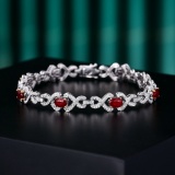 14k Gold 4.29 Ctw Vivid Red Natural Ruby & Diamond Bracelet