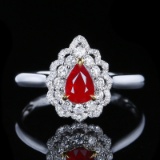 14k Gold 0.61 Ct Natural Ruby & Diamond Ring