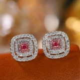 14k Gold 0.70 Ctw Natural Pink Diamond & Diamond Earrings