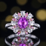 14k Gold 1.08 Ctw Natural Sapphire & Diamond Ring