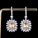 14k Gold 4.00 Ctw Natural Sapphire & Diamond Earrings
