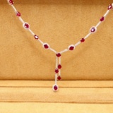 14k Gold 5.33 Ctw Natural Ruby & Diamond Necklace