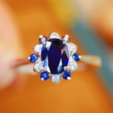 14k Gold 0.74 Ctw Natural Sapphire & Diamond Ring