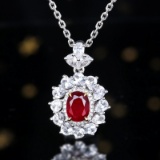 14k Gold 0.97 Ctw Natural Ruby & Diamond Pendant