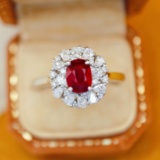 14k Gold 1.59 Ctw Natural Ruby & Diamond Ring