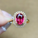 14k Gold 1.45 Ct Natural Tourmaline & Diamond Ring