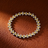 14k Gold 4.17 Ctw Natural Yellow Diamond & Diamond Bracelet