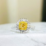 14k Gold 0.34 Ct Natural Yellow Diamond & Diamond Ring/pendant