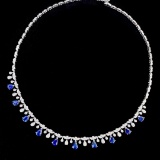 14k Gold 6.35 Ctw Natural Sapphire & Diamond Necklace