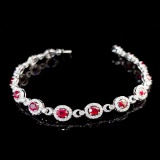 14k Gold 4.66 Ctw Natural Ruby & Diamond Bracelet