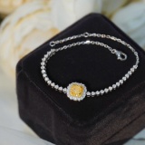 14k Gold 1.32 Ctw Natural Yellow Diamond & Diamond Bracelet