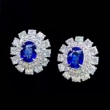 14k Gold 3.83 Ctw Natural Sapphire & Sapphire Earrings