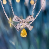 Gia Certified 14k Gold 0.95 Ctw Natural Yellow Diamond & Diamond Necklace