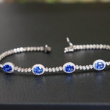 14k Gold 2.67 Ctw Natural Sapphire & Diamond Bracelet