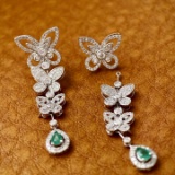 14k Gold 1.45 Ctw Natural Emerald & Diamond Earrings