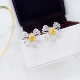 14k Gold 1.24 Ctw Natural Yellow Diamond & Diamond Earrings