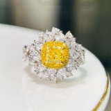 Gia Certified 14k Gold 2.47 Ctw Natural Yellow Diamond & Diamond Ring