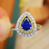 14k Gold 1.19 Ctw Natural Sapphire & Diamond Ring
