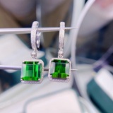 14k Gold 8.62 Ct Natural Tourmaline & Diamond Earrings