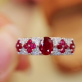 14k Gold 0.60 Ctw Natural Ruby & Diamond Ring