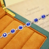 14k Gold 3.65 Ctw Natural Sapphire & Diamond Bracelet