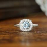 14k Gold 0.55 Ctw Natural Aquamarine & Diamond Ring