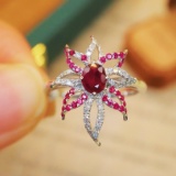 14k Gold 0.58 Ctw Natural Ruby & Diamond Ring