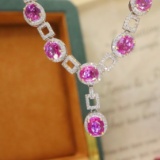 14k Gold 10.04 Ctw Natural Padparadscha Sapphire & Diamond Necklace